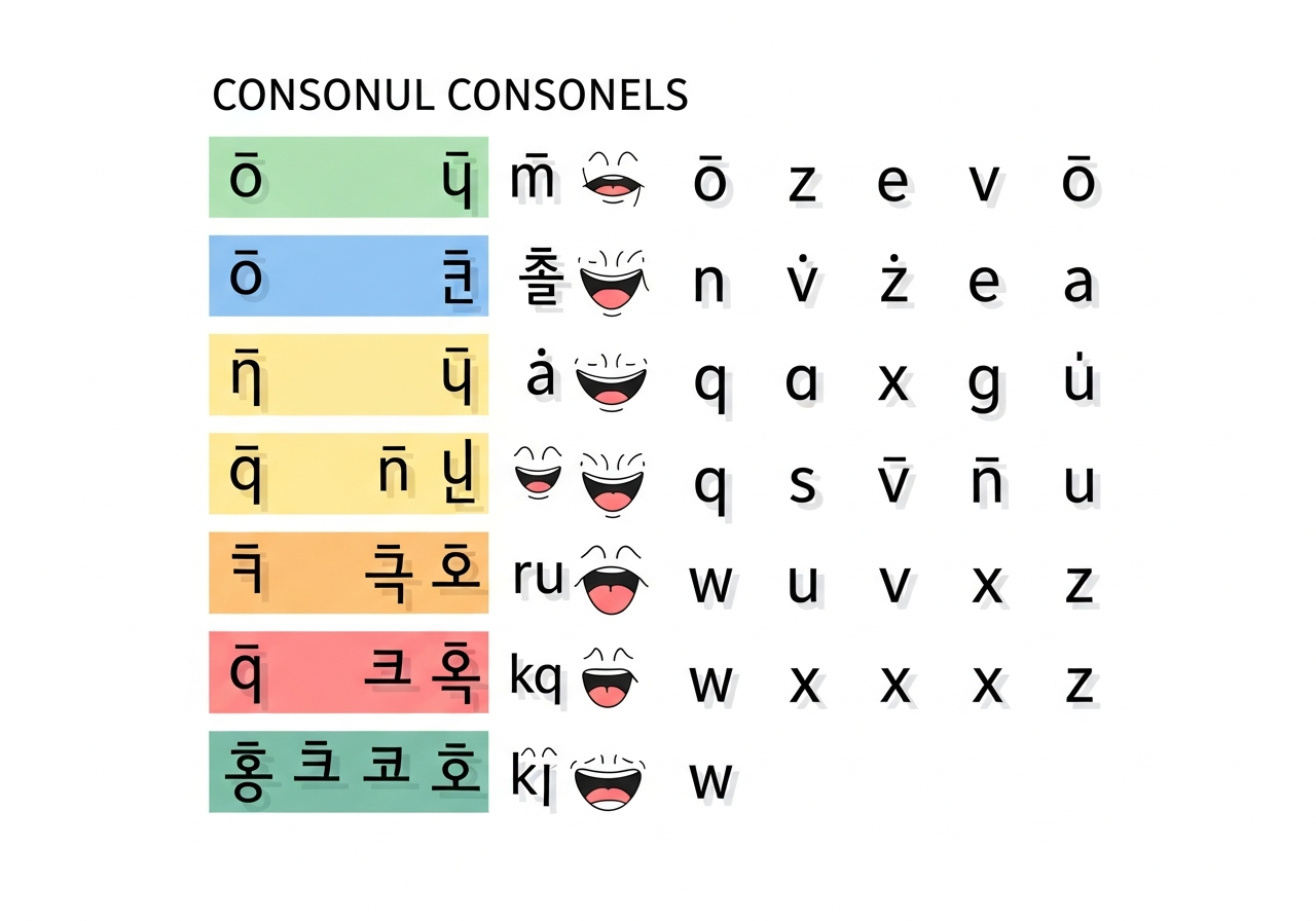 Korean Hangul consonants and vowels chart showing the logical structure of the alphabet