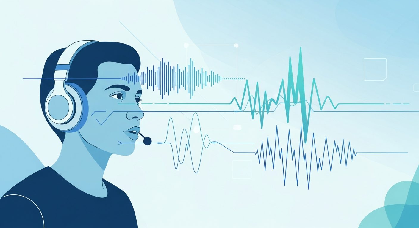 Person practicing English listening with headphones