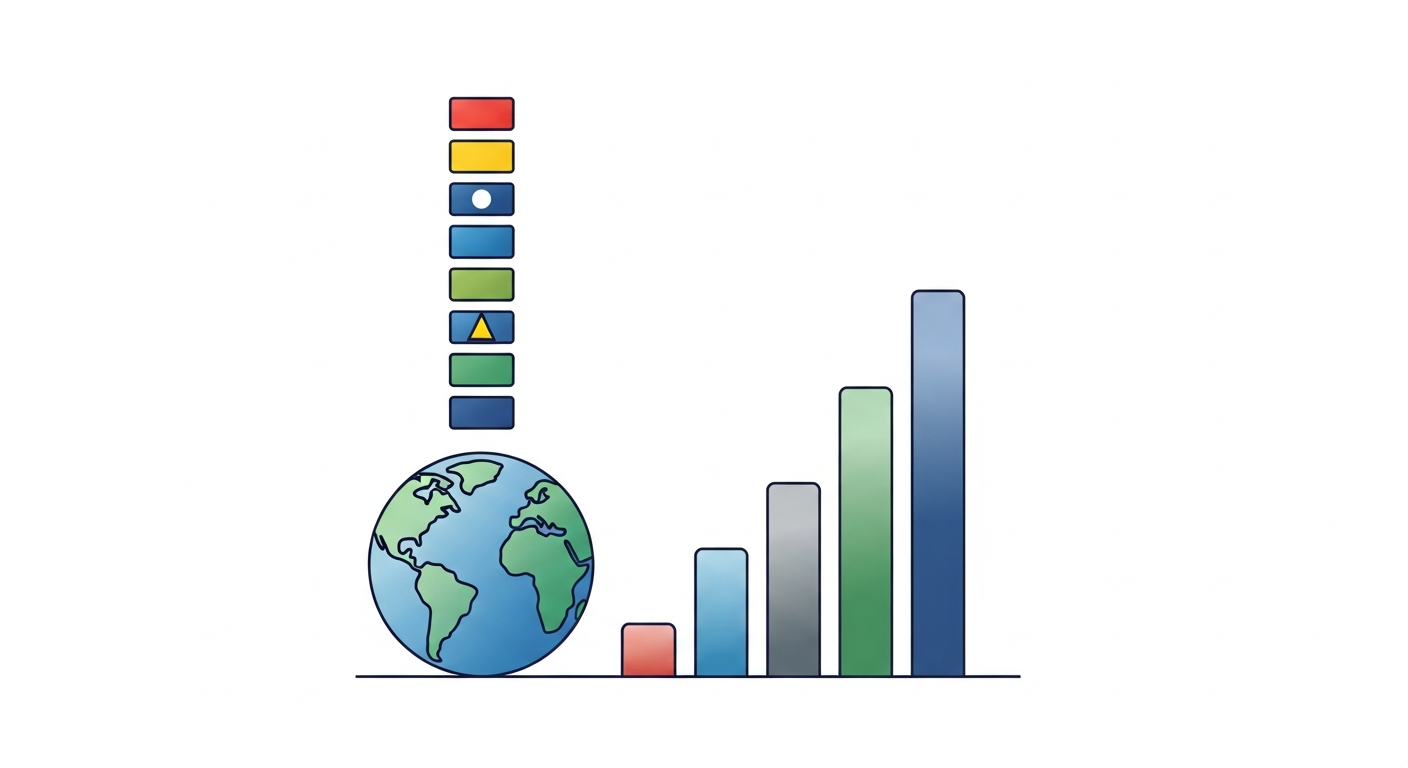 Bar chart showing salary growth with language skills and global flags