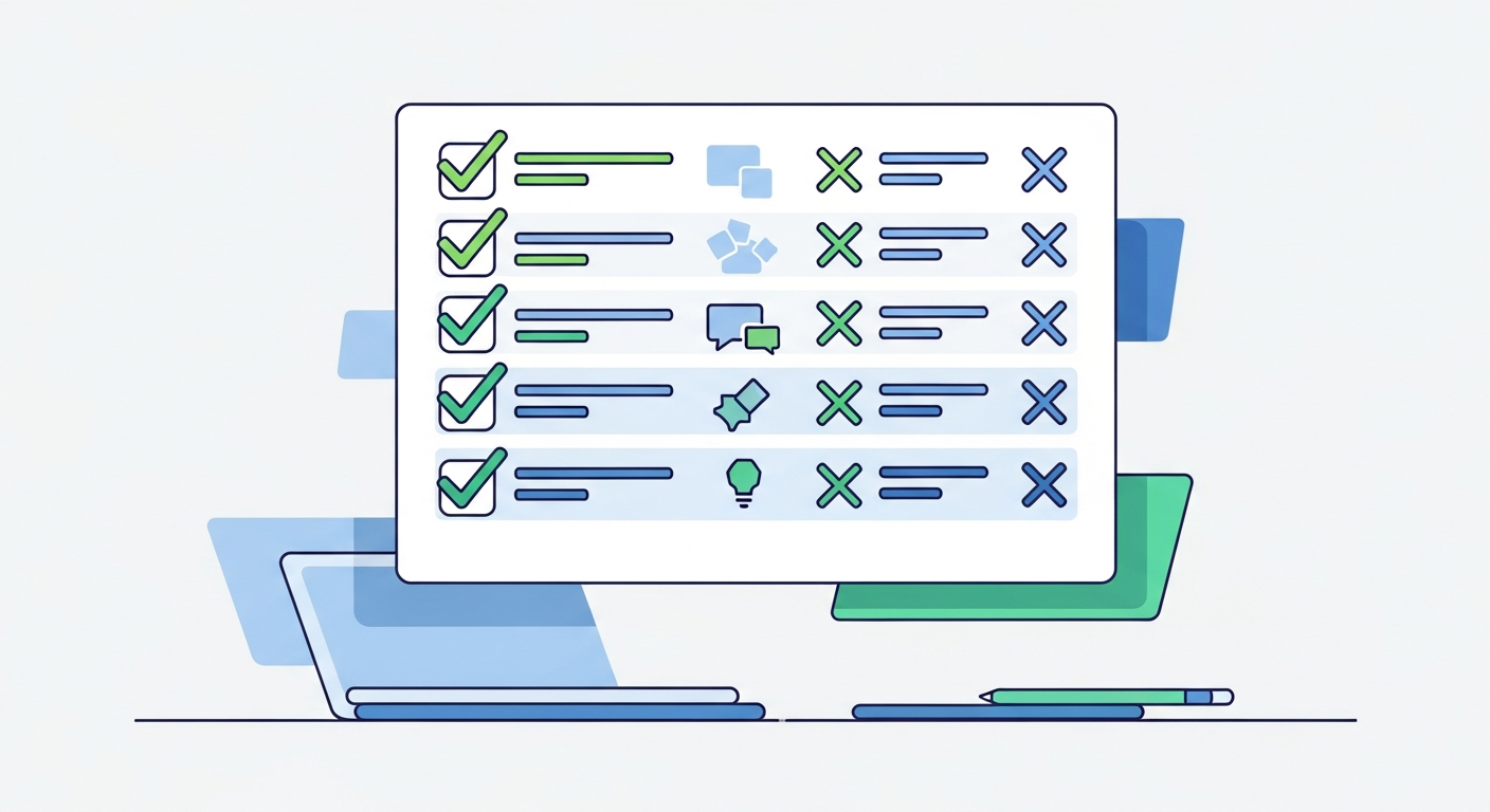 Feature comparison checklist for language learning apps