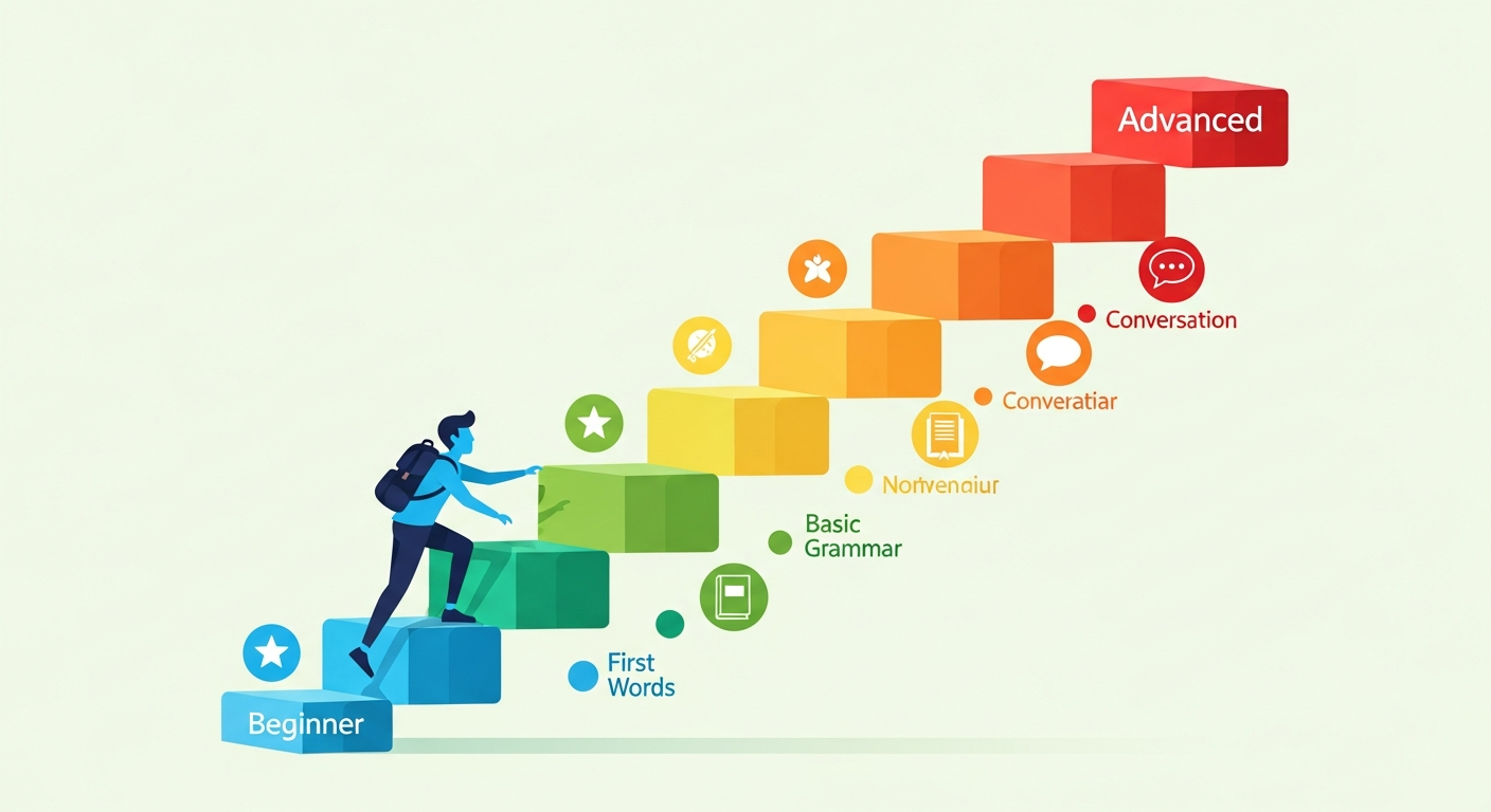 Language learning roadmap from beginner to advanced