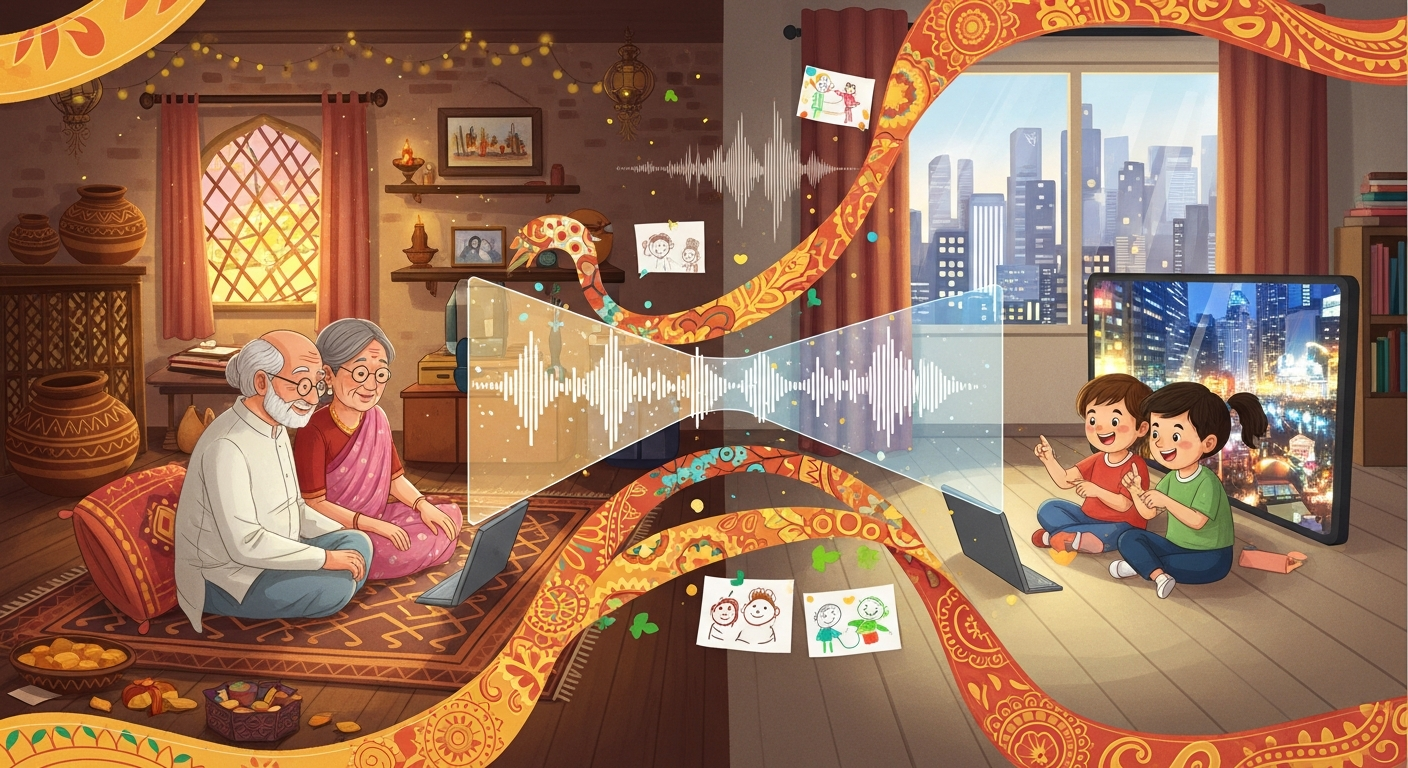 Diaspora family connecting across generations through language