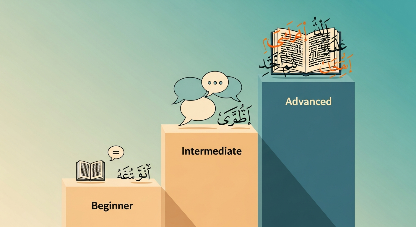 Three language proficiency levels R1 R2 R3 illustration